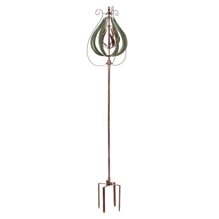87.5 in. Copper and Verdigris Tulip Misting Wind Spinner