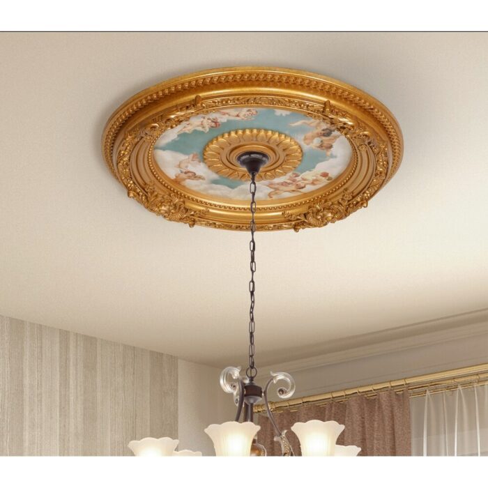 24in Cherub Sky Ceiling Medallion - Gold - Image 2