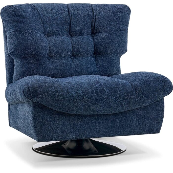 MCombo Swivel Accent Chair, Modern Tufted Upholstered Armless Chairs, Wide Seat Single Sofa Chair for Living Room Bedroom LW753 - Image 2