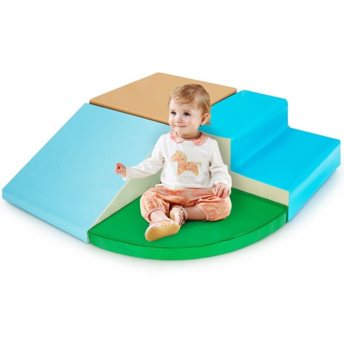 4-Piece Indoor Toddler Playtime Corner Climber Play Set - Blue - 18" x 18" x 10" (L x W x H)
