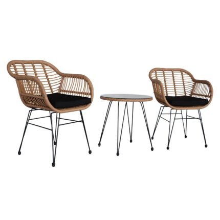 Wicker Rattan Patio Conversation Set with Tempered Glass Table - Image 2