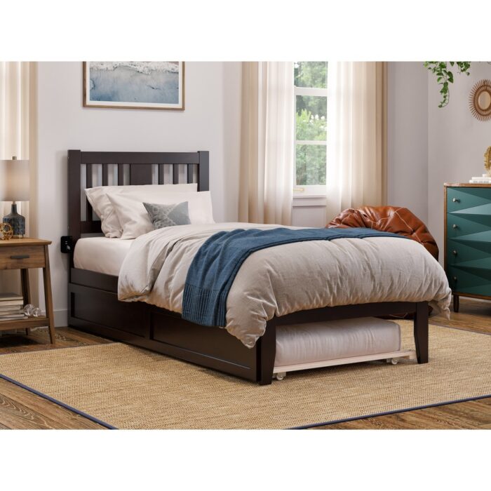 Tahoe Twin XL Platform Bed with Twin XL Trundle in Espresso