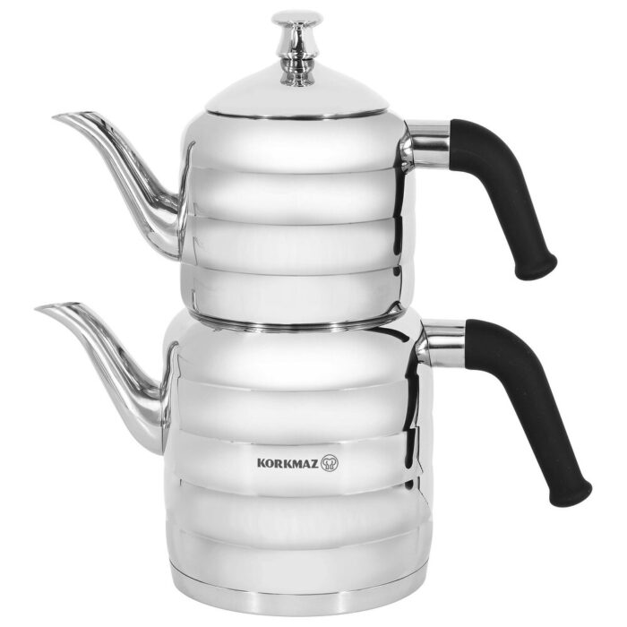 Korkmaz Mina Midi Stainless Steel Tea Pot and Kettle Set