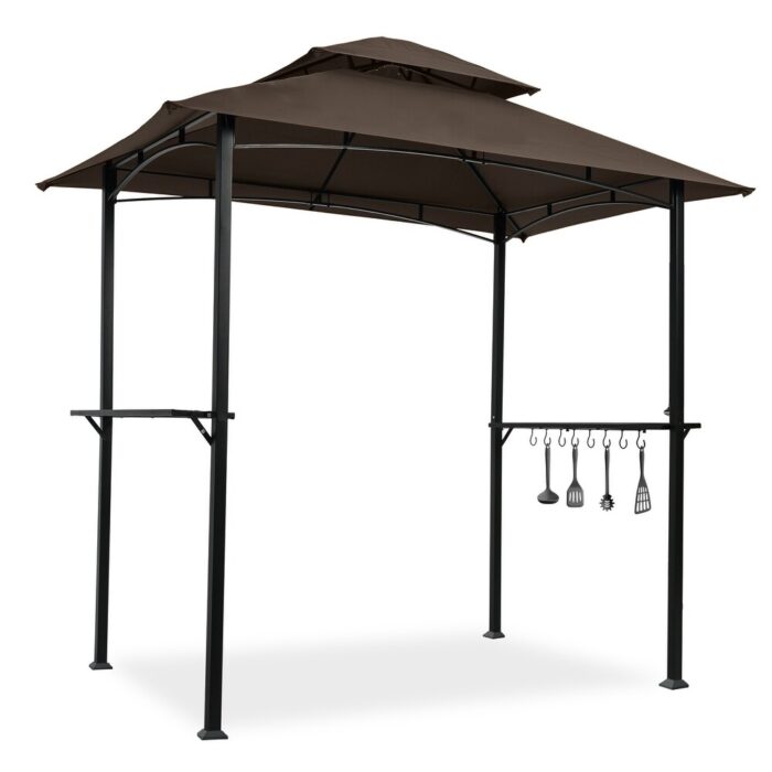8 x 5 Ft Outdoor Double Vented Roof BBQ Grill Gazebo with Bar Counters - Image 2