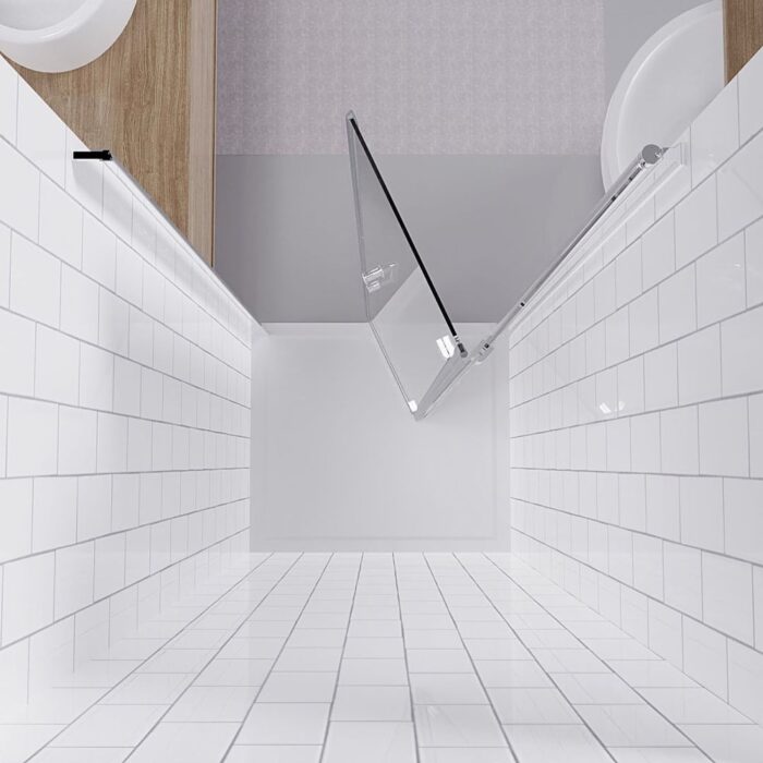 72"H 30"/32"/34"/36"W Adjustable Width Semi-Frameless Pivot Shower Door with Reversible Installation - Image 2