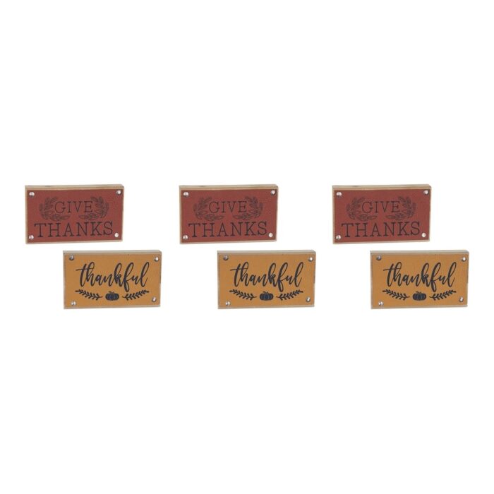 Thankful Sign (Set of 6) 7"L x 4"H MDF - 7"L x 1.25"W x 4"H