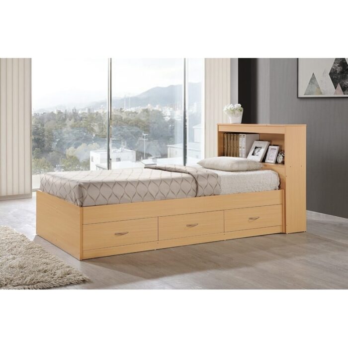 Hodedah Twin-Size Captain Bed with 3-Drawers and Headboard - Image 2