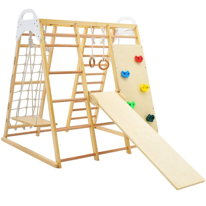 Costway 8-in-1 Jungle Gym Playset, Wooden Climber Play Set with Monkey - Image 2