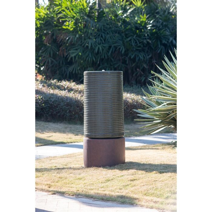 Cylinder Ribbed Tower Water Fountain - Image 2