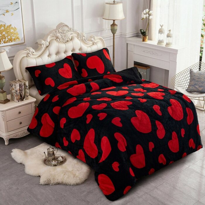 3 Pieces Winter Comforter Set Animal Floral Printed King Heart 23 - Image 2