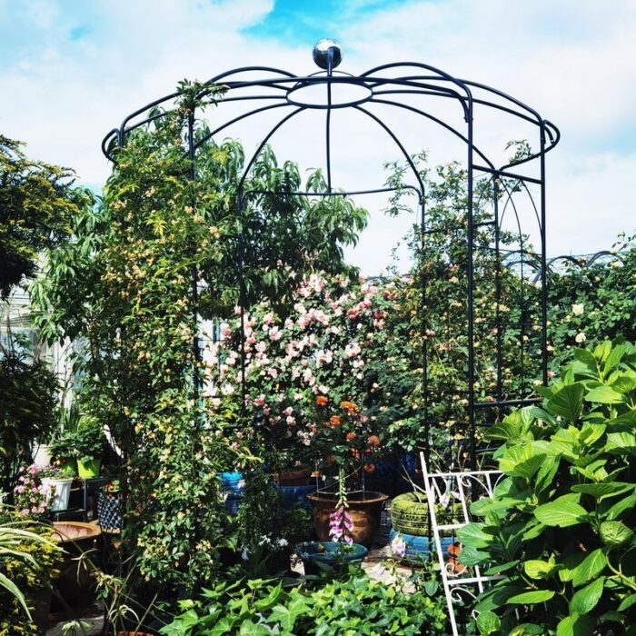 Black Outdoor Metal Garden Arch Arbors Gazebo Birdcage Shape Pergola Pavilion for Wedding Ceremony