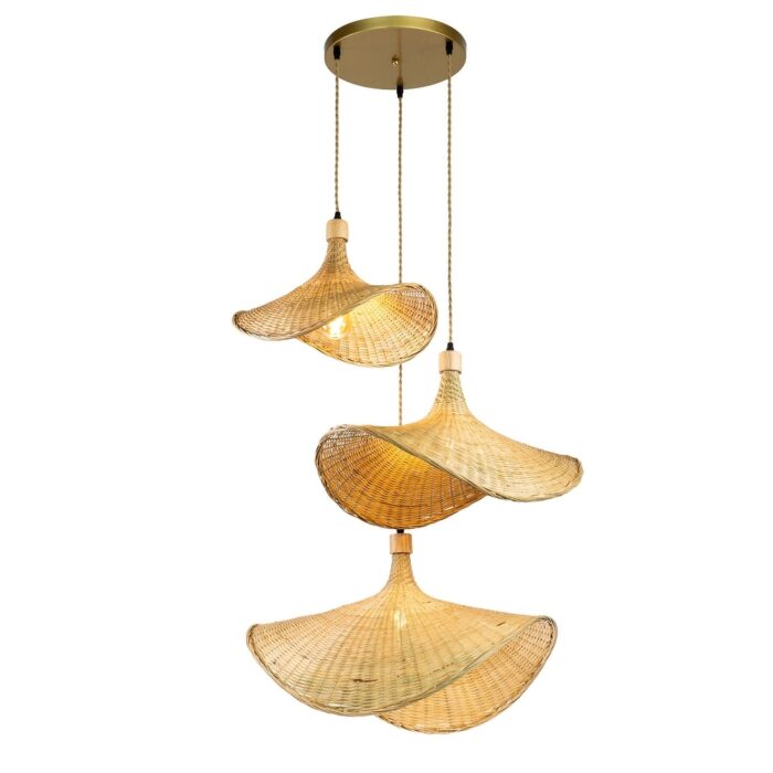 Three Lights Unique Rattan Pendant Light - Image 2