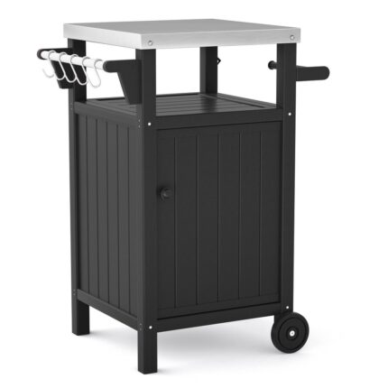 Outdoor Stainless Steel Grilling Table with Storage and Countertop Kitchen Island Cart - 26.85"x20.70"