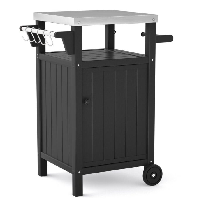 Outdoor Stainless Steel Grilling Table with Storage and Countertop Kitchen Island Cart - 26.85"x20.70"