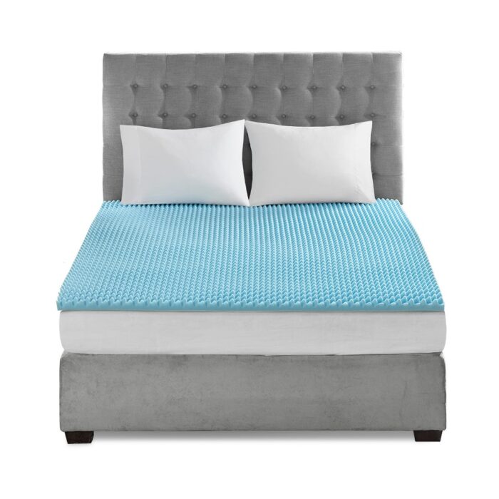 Gracie Mills Mclean Cooling Gel Memory Foam Reversible Mattress Topper - Blue