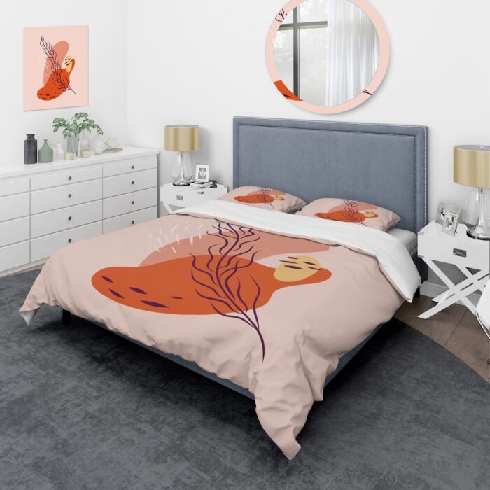 Designart 'Abstract Spring Leaf In Warm Colors' Modern Duvet Cover Comforter Set