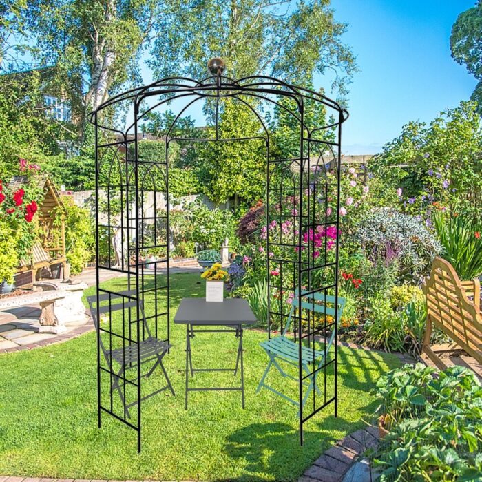 Metal Garden Arch Iron Garden Arbors Gazebo Dia81.3'' x 114.2'' High