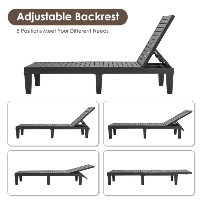 Gymax Set of 2 Patio Outdoor Chaise Lounge Chair Recliner w/ - See Details - Image 2