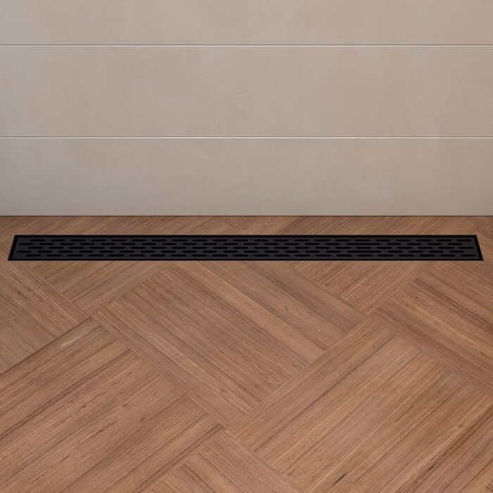 ALFI brand 36" Black Matte Stainless Steel Linear Shower Drain with Groove Holes