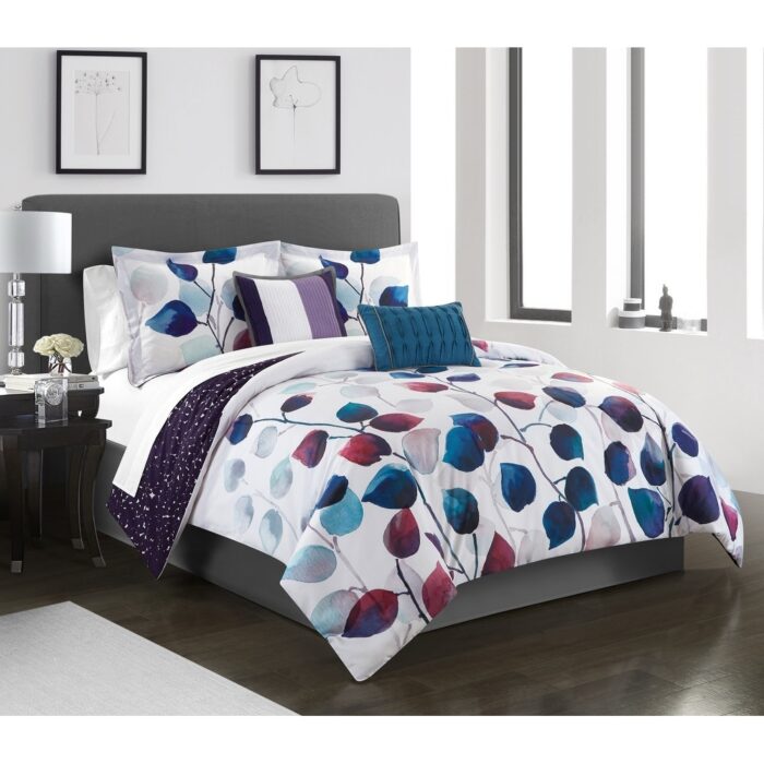 Chic Home Amelie 9 Piece Reversible Bed in a Bag Floral Comforter Set - Image 2