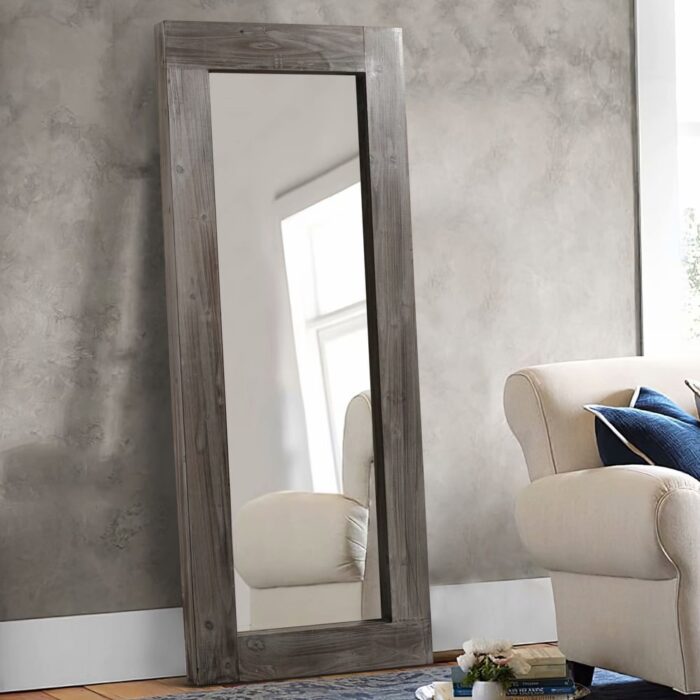 American Farmhouse Full-Length Floor Mirror-Hollow Wood Distressed - Image 2