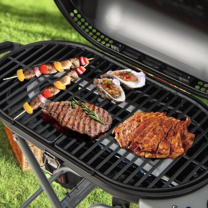 15000 BTU Portable Propane BBQ Grill with Wheels and Side Shelf-Black - 42" x 22.5" x 36.5" - Image 2