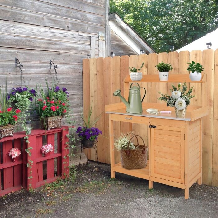 Durable and Sturdy Garden Workbench with Drawers and Cabinets