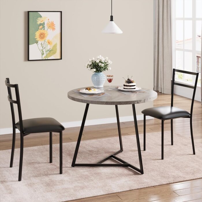 Kitchen Table and Chairs for 2 with Upholstered Chairs - Image 2