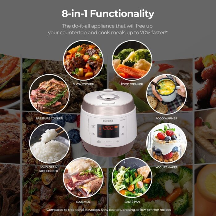 5QT 8-in-1 Pressure Cooker, 10 Menu Options: Slow Cooker, Sauté, Steamer, Yogurt, Soup Maker & More, Stainless Steel Inner Pot - Image 2