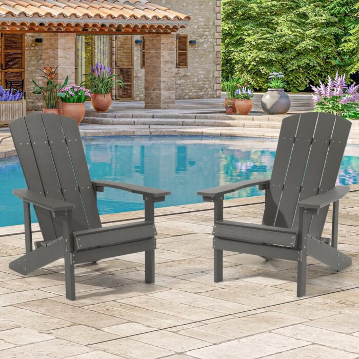 AOOLIMICS Weather-Resistant HIPS Patio Adirondack Chair-Set of 2 - Image 2