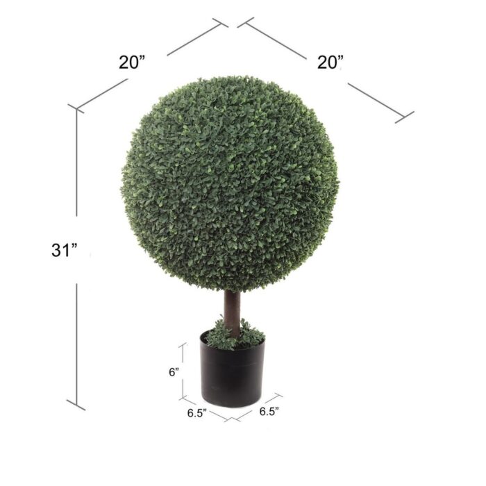 31in UV Artificial Boxwood Ball Topiary - Realistic Foliage - 31 Inch - Image 2