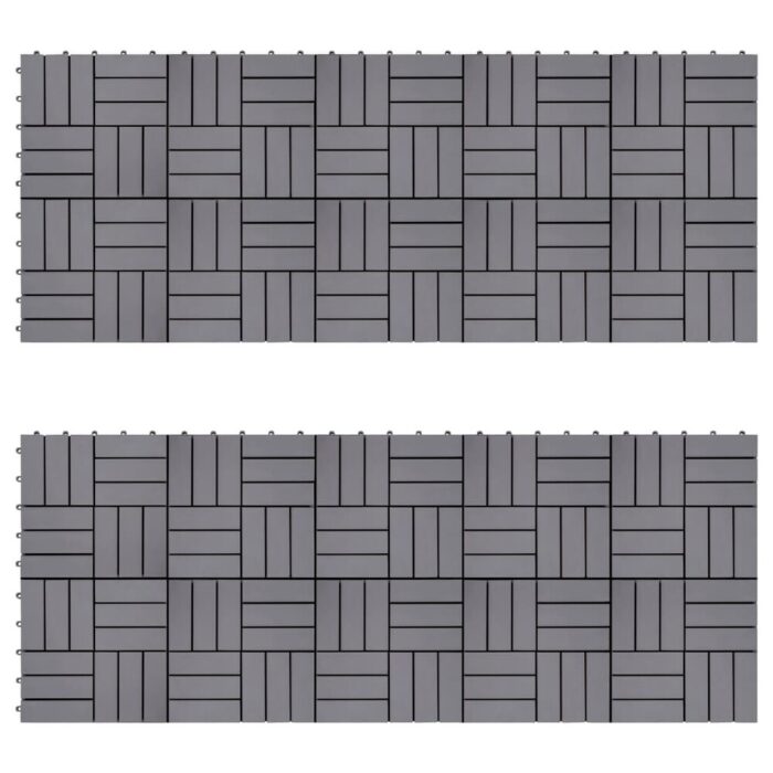 vidaXL Decking Tiles 20 pcs Gray Wash 11.8"x11.8" Solid Acacia Wood - Image 2