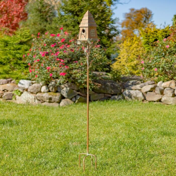 70.25" Tall Haystack Cabin Birdhouse Garden Stake "Sumeru"