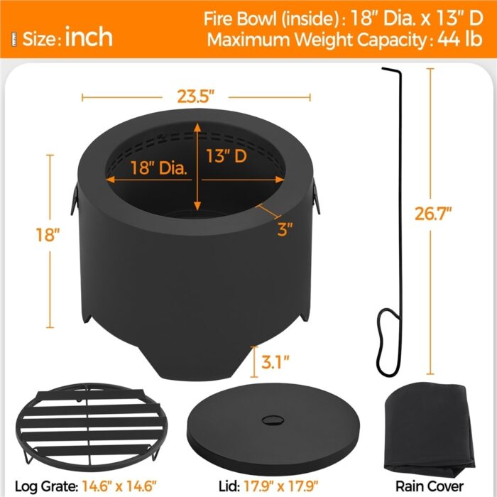Yaheetech 23.5″ Smokeless Fire Pit Portable Outdoor Firepit Set - N/A - Image 2
