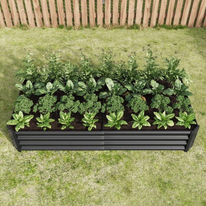 Raised Garden Outdoor Metal Raised Rectangle Planter Beds for Plants