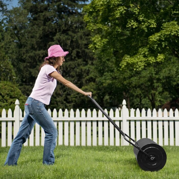 19.5in Iron Cylindrical Gardening Tools Lawn Roller Black - Image 2