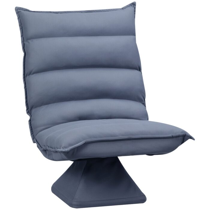 HOMCOM Swivel Floor Chair with Back Support, Microfiber Adjustable Video Gaming Chair, Grey - Image 2