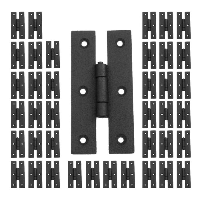 Black H Flush Hinge 3" L Wrought Iron Kitchen Cabinet Door Powder Coated with Hardware Pack of 40 Renovators Supply