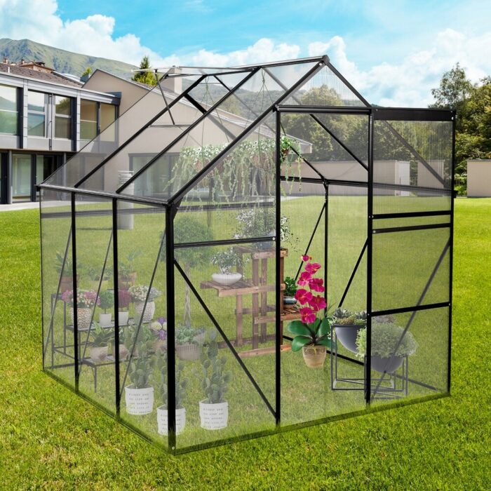 6X6FT Greenhouse Raised Base and Anchor Aluminum Heavy Duty Walk-in Greenhouses for Outdoor Backyard in All Season - Image 2