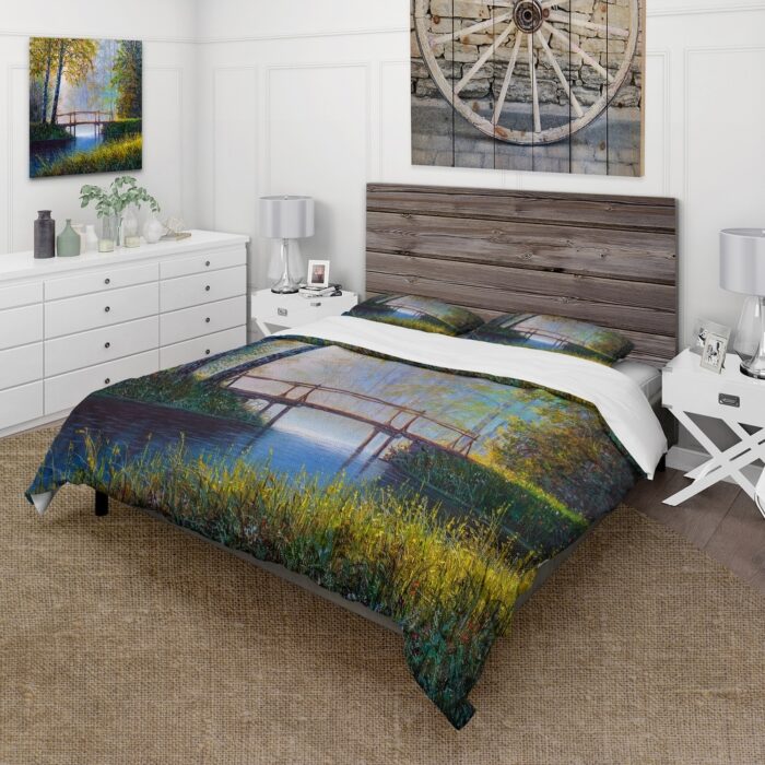 Designart 'Morning Sunlight and The Awakening Spring Forest' Lake House Duvet Cover Comforter Set