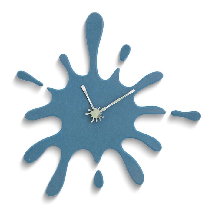 Curata Blue Ink Splash Battery Operated Quartz Wall Clock with Silent Movement