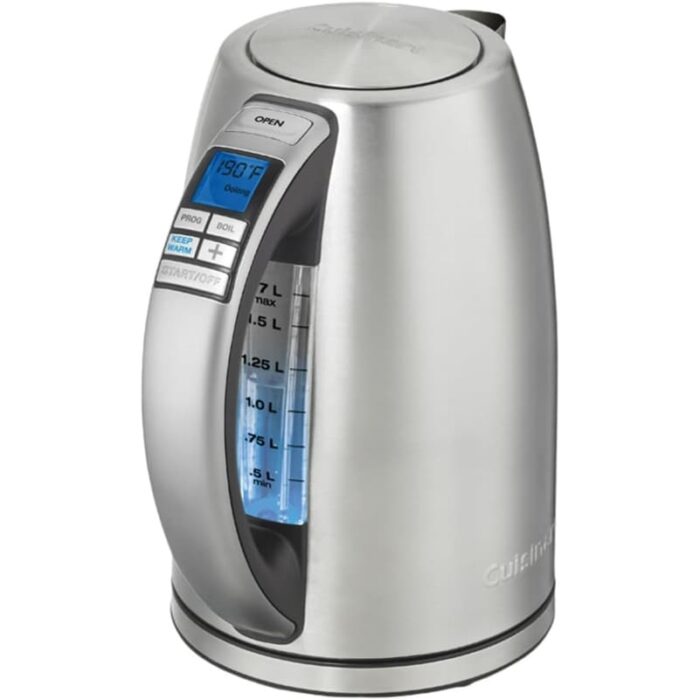 Cuisinart 1.7-Liter Stainless Steel Cordless Electric Kettle with 6 Preset Temperatures (White), CPK-17