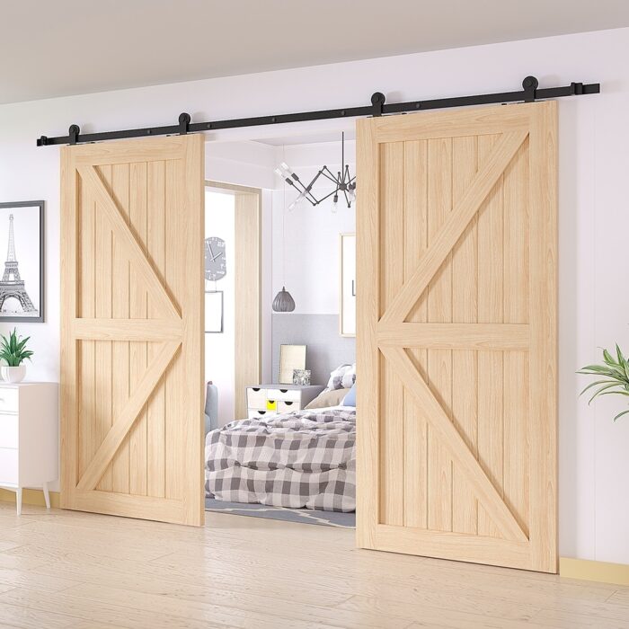 WINSOON 5-12 FT Double Doors Antique Top Mount Sliding Barn Door Hardware - Image 2