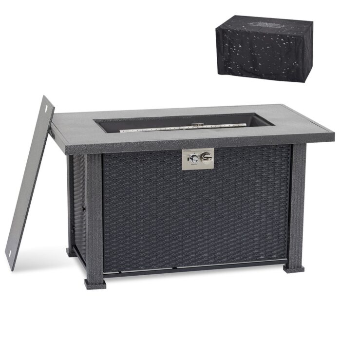 Propane Fire Pit Table 44 Inch Sturdy Steel and Iron Fence Surface - Image 2
