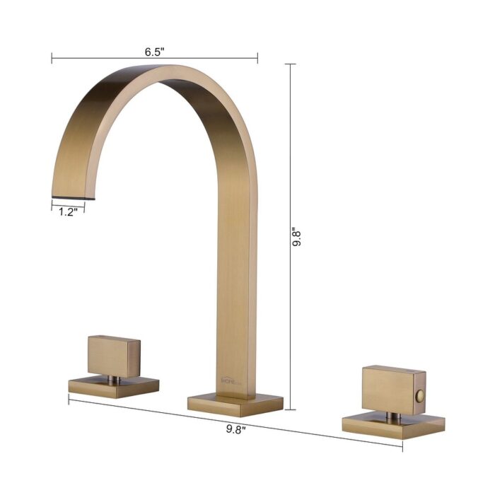 Brushed Gold 8-inch Widespread Double Handles Bathroom Sink Faucet - Image 2