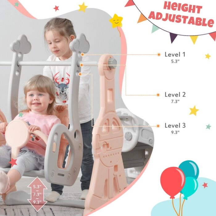 Kids Playground Climber Swing Playset with Basketball Hoops - Image 2