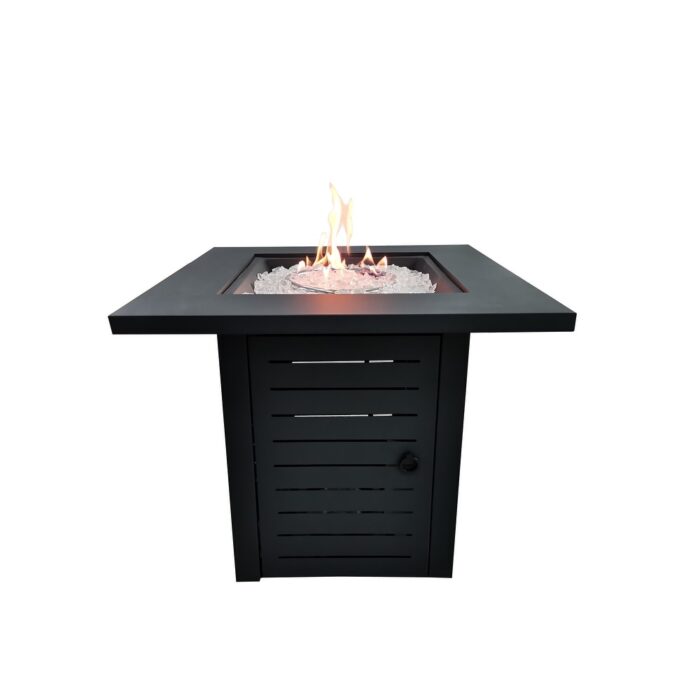 Jaya Black Metal Square Fire Pit with Glass Rocks - Image 2