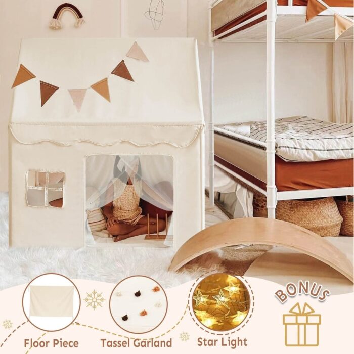 Medium Play Tent with Star Light & Floor Piece for Kids - Image 2