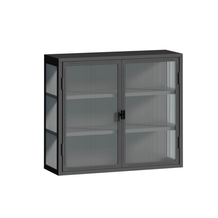 Glass Display Cabinet Kitchen Sideboard Wall 3-tier Storage Cabinet