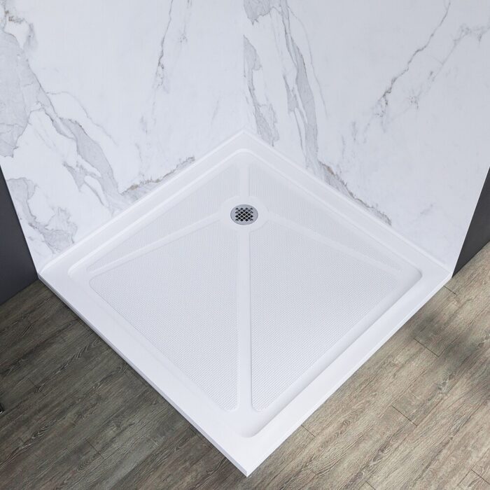 ELEGANT Shower Base 36 in. D x 36 in. W x 3 in. H Stainless Steel Drain - 36" x 36"
